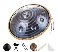 22in Steel Tongue Drum, 9/10/12Notes Hand Pan Drums Percussion Instrument Generates Meditation with Drum Bag + Drumsticks + Drumstick Holder + Hand Braided-A||12 Notes