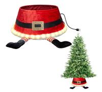 Shatchi 22Inch Led Christmas Tree Skirt Light Up Santa Style Tree Stand Cover For Tree Decorations