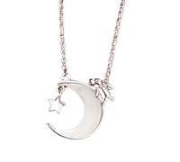 22K Gold Star Moon Rabbit Necklace National Natural Chalcedony Pendant Necklaces Silver Temperament Necklet Jewelry Gifts for Women Girlfriend Girls