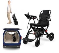22kg Lightweight Folding Electric Wheelchair for Adults, 110kg Capacity, Carbon Fibre Frame, Dual 500W Motors, 12 Mile Range, Airline Friendly, Swing-Back Desk-Length Arms, Elevating Footrests M UK