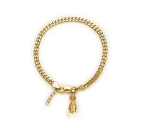 22KT gold plated 92.5% pure Sterling Silver Curb Designer Bracelet with Charm Buddha for Girls and Women Sliver -Clevio978-1