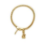 22KT gold plated 92.5% pure Sterling Silver Curb Designer Bracelet with Charm Ganesh for Girls and Women Sliver -Clevio978-1