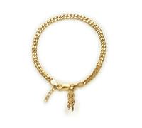 22KT gold plated 92.5% pure Sterling Silver Curb Designer Bracelet with Charm Hanuman for Girls and Women Sliver -Clevio978-1