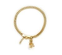 22KT gold plated 92.5% pure Sterling Silver Curb Designer Bracelet with religious 786 charm for Girls and Women Sliver -Clevio978-1