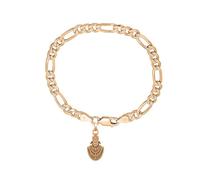 22KT gold plated 92.5% pure Sterling Silver Figaro Designer Bracelet with Charm Khatu Shyam for Men Sliver -Clevio978-1
