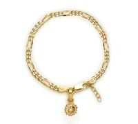 22KT gold plated 92.5% pure Sterling Silver Figaro Designer Bracelet with Charm Surya for Girls and Women Sliver -Clevio978-1