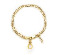 22KT gold plated 92.5% pure Sterling Silver Figaro Designer Bracelet with O Alphabet for Girls and Women Sliver -Clevio978-1