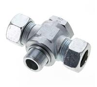 22L & M26x1.5 Zink plated Steel Tee Swivel Joint Cutting Fitting with Male Threads 160 bar ISO 8434-1