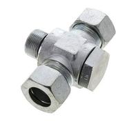 22L & M26x1.5 Zink plated Steel Tee Swivel Joint Cutting Fitting with Male Threads 160 bar NBR ISO 8434-1