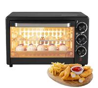22l Mini Electric Oven, 800W Pizza Crepe Bakery Roast Ovens, with Time Control Range 0-60 Minutes, Constant Temperature~250°C, Grill Breakfast Machine Cookies Coffee Break Maker Making Toaster