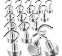22lb+ Heavy Duty Magnetic Hooks - 14pcs Metal Neodymium Fridge, Kitchen, Cruise, Campervan, Garage Tool Hanging