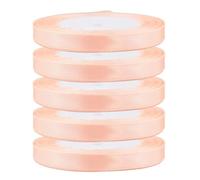 22M 10mm Single Sided Satin Ribbon for Gift Wrapping, Wedding Cakes, Hair Bows & Crafts Quality Polyester Ribbon for Halloween Christmas Decor & Florist Bouquets (Light Peach)