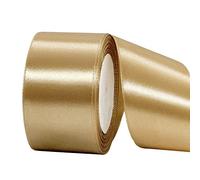 22m Champagne Gold Ribbon Satin Ribbon 50mm Wide,Thick Gold Ribbon.Gift Ribbon.Fabric Ribbon.Christmas Ribbon.Gift Wrapping Hair Bow Cake Craft Car Wedding Party Valentine's Day Xmas Decoration