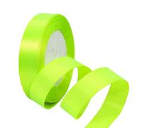 22m Fluorescent Green Satin Ribbon, Polyester Double Sided 20mm Ribbon for Gift Wrapping, Hair Bows, Cake Craft, Wedding, Xmas Decoration