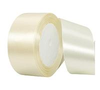 22m Ivory White Ribbon Satin Ribbon 40mm Wide, Ivory White Polyester Ribbons Christmas Fabric Ribbons for Gift Wrapping Hair Bow Basket Cake Craft Car Wedding Birthday Party Valentine's Day Xmas Decor