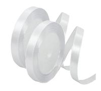 22M White Satin Ribbon, 10mm Thick Fabric Ribbon, 2 Rolls Polyester Ribbon for Crafting, Wedding and Valentine's Day Decoration