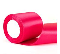 22m x 10cm Wide Hot Pink Satin Ribbon, Bright Pink Thick Wedding Car Ribbon for Gift Wrapping, Bouquet, Cake, Craft Decorations, Premium 4 Inch Florist Ribbons for Christmas Birthday Present