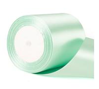 22m x 10cm Wide Mint Green Satin Ribbon, Teal Green Thick Wedding Car Ribbon for Gift Wrapping, Bouquet, Cake, Craft Decorations, Premium 4 Inch Florist Ribbons for Christmas Birthday Present