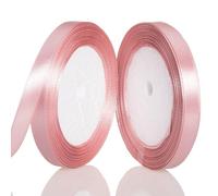 22m x 2 Rolls Bean Pink Ribbon Rolls for Balloons Curling Ribbon Balloons Ribbons,10mm Thick Fabric, Solid Color Fabric Polyester Satin Ribbons for Gift Wrapping, Crafting, Cake Decoration, Hair Bows