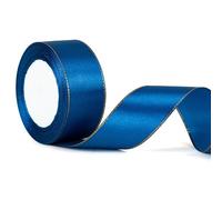 22m x 40mm Wide Navy Blue Ribbon Thick Dark Blue Satin Ribbon, 1.5 inch Thick Navy Ribbon for Gift Wrapping Wedding Car Christmas Birthday Present Cake Hair Bow Florist Bouquet Crafts Decorations