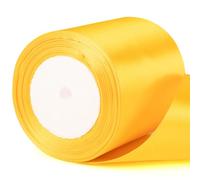 22m x 75mm Wide Yellow Ribbon Thick Helloween Satin Ribbon, 3 inch Thick Yellow Ribbon for Gift Wrapping Wedding Car Halloween Xmas Birthday Present Cake Hair Bow Florist Bouquet Crafts Decorations
