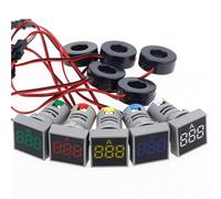 22MM 0-100A Digital Ammeter Current Meter Voltage Meters Indicator Led Lamp Square Signal Light(Green Voltage Meters)