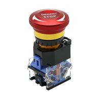 22mm 10A Emergency Stop Pushbutton Switches Self-Locking Elevator Power Start Emergency Stop LA38 1pcs(2NC)