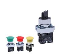 22mm 10A XB2 Momentary Reset Push Button Switch NO NC Power Start Stop Rotary Key Circular Flat 1Pcs(R Mushroom 1NC)