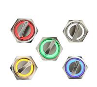 22mm 2/3-Position DPDT Metal Rotary Push Button Switch 5V LED Illuminated 1pcs(Yellow Led,LATCHING_2 POSITION_3-6V)