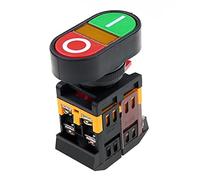22mm 220V AC ON/Off Start Stop 1 NO NC APBB-22N Double Key Double Position with LED Yellow lamp Control Button Switch Reset (Size : 110V) electronic switch (Size : 48V)