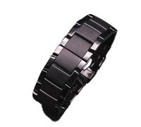 22mm 24mm Ceramic Watch Strap Compatible With Arm-ani AR1451 AR1452 AR1400 AR1410 Band Men Matte Curved End Butterfly Buckle Wrist Bracelet (Color : Matte Black, Size : 22mm)