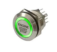 22mm 25mm Laser Engine Start Stop Ring Illuminated Momentary Push Button Switch+CE+RoHS (Color : Green22mm, Size : 25MM-LED VOLTAGE 24V)