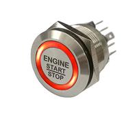 22mm 25mm Laser Engine Start Stop Ring Illuminated Momentary Push Button Switch+CE+RoHS (Color : Red25mm, Size : 25MM-LED VOLTAGE 12V)