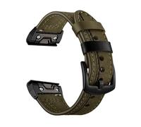 22mm 26mm Genuine Leather Strap fit for Garmin Fenix 8X 7X Pro 6X 5X Plus Tactix 8 7 AMOLED Epix Pro 51mm Instinct 2X Quickfit Strap(Green,22mm)
