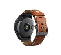 22mm 26mm Genuine Leather Strap Fit For Garmin Fenix8 7X Pro/6X Pro/5X Plus 6/6 Pro/5/7 Pro(Brown 3,22mm)