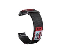 22mm 26mm Nylon Watch Strap Fit for Garmin Fenix 7X 7 Pro 6X 6 5X 5Plus/ Tactix7/ Forerunner 965 955/ Enduro 2(Black and Red,Q ui ck f it 26mm)