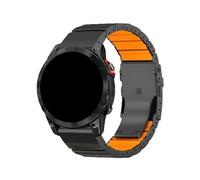 22mm 26mm Quick Fit Titanium Rubber Band Bracelet For Garmin Fenix 8 7X 7 6X 6 Pro 5X 5 Plus Instinct Tactix7pro Metal Strap(Black+Orange,26mm Instinct 3 50mm)
