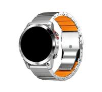 22mm 26mm Quick Fit Titanium Rubber Band Bracelet For Garmin Fenix 8 7X 7 6X 6 Pro 5X 5 Plus Instinct Tactix7pro Metal Strap(Silver+Orange,22mm For MARQ series)
