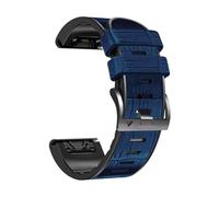 22mm 26mm Quick Release Leather+Silicone Band For Garmin Fenix 8 7X 7 6X 6 Pro 5X 5 Plus Tactix8 7pro Replace Bracelet(Blue,22mm)