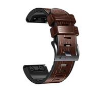 22mm 26mm Quick Release Leather+Silicone Band For Garmin Fenix 8 7X 7 6X 6 Pro 5X 5 Plus Tactix8 7pro Replace Bracelet(Dark brown,22mm 7/6/5)