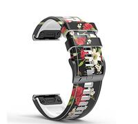 22mm 26mm Smart Watch Strap For Garmin Fenix 7 7X 5 6 5X 6X Pro EPIX 3HR Printing Silicone Smartwatch Wrist Band Bracelet Correa (Color : Color Q, Size : 26mm D2 MK1 MK2i)