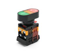 22mm 380V 220V AC ON/OFF START STOP 1NO 1NC 2 Buttons 22N Momentary Double Head Push Button Switch With LED Yellow Lamp 24V IDGTTLDF(220V)