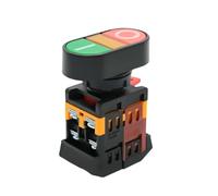 22mm 380V 220V AC ON/OFF START STOP 1NO 1NC 2 Buttons 22N Momentary Double Head Push Button Switch With LED Yellow Lamp 24V(380V)