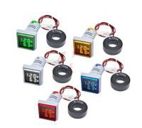 22mm AC 50-500V 0-100A LED Digital Voltmeter Ammeter 220V 110V Square Voltage Current Meter Volt Tester Monitor(Black)