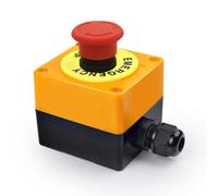 22mm AC 660V 10A 2NC Red Emergency Mushroom Switch Station Box Stop Push Button Switch Box with Emergency Stop Sign