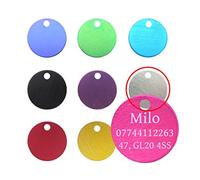 22mm Anodised Dog Cat Pet Tag ID Tags Personalised Engraved Pet Collar Tags (Silver)