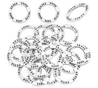 22mm Antique Silver Circle Inspirational Message Charms Alloy Faith Hope Love Truth Peace Pendant Connector DIY Necklace Bracelet Jewelry Making Supplies 20pcs