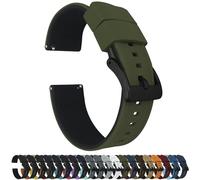 22mm Army Green/Black - BARTON Elite Silicone Watch Bands - Quick Release - Choose Strap Color & Width