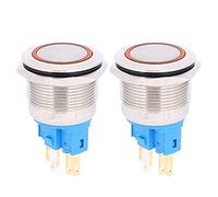 22mm Auto Locking Push Button Switch | 6 Pin DC 3-6V IP65 Watertight | Stainless Steel Switch for DIY/Automotive/Industrial Control | 2 - Pack Replacement Accessory (Orange)