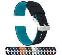 22mm Black/Aqua Blue - BARTON Elite Silicone Watch Bands - Quick Release - Choose Strap Color & Width